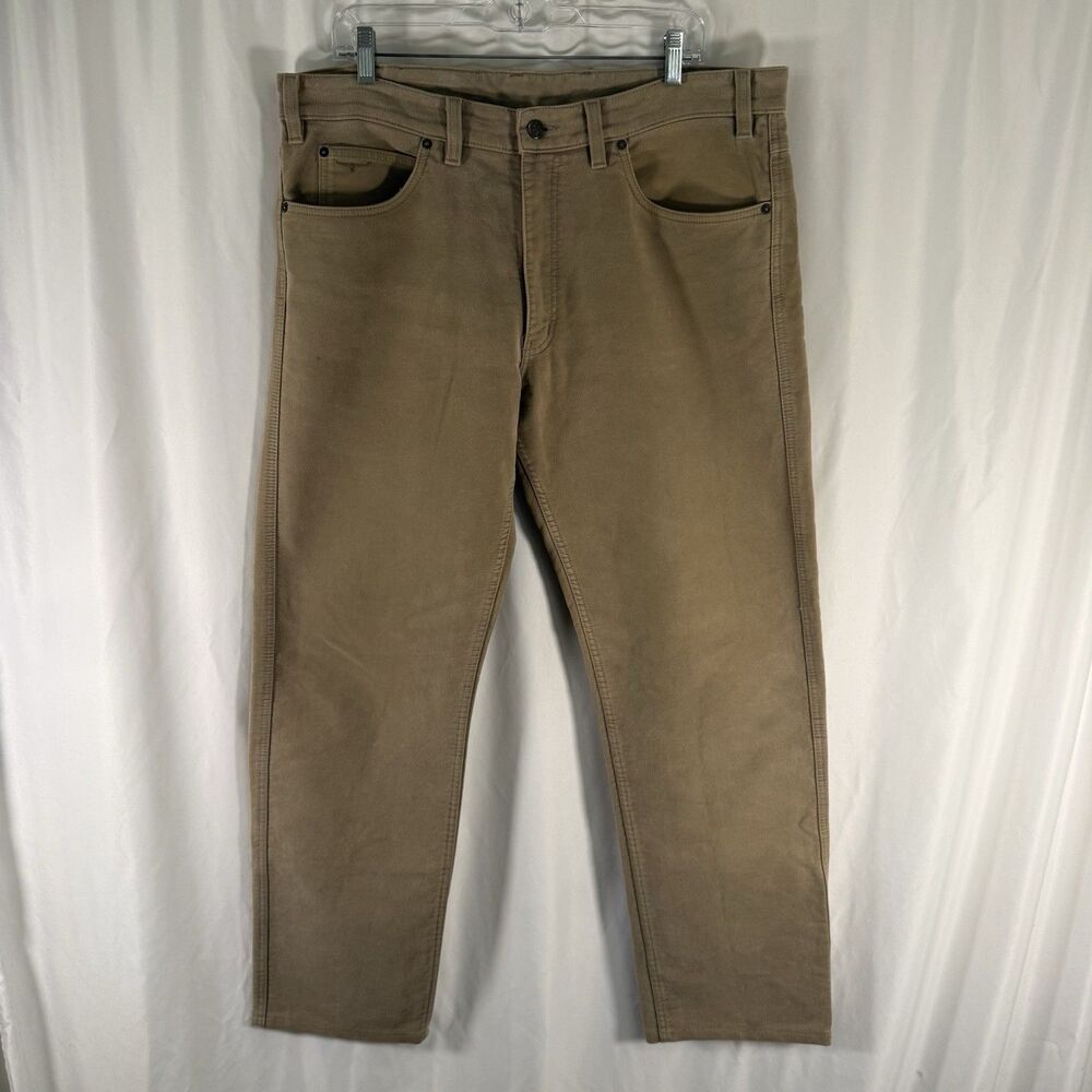RM Williams Rancher Pants Men's 38x31 Tan BRown Straight LEg Thick Flat Front AU